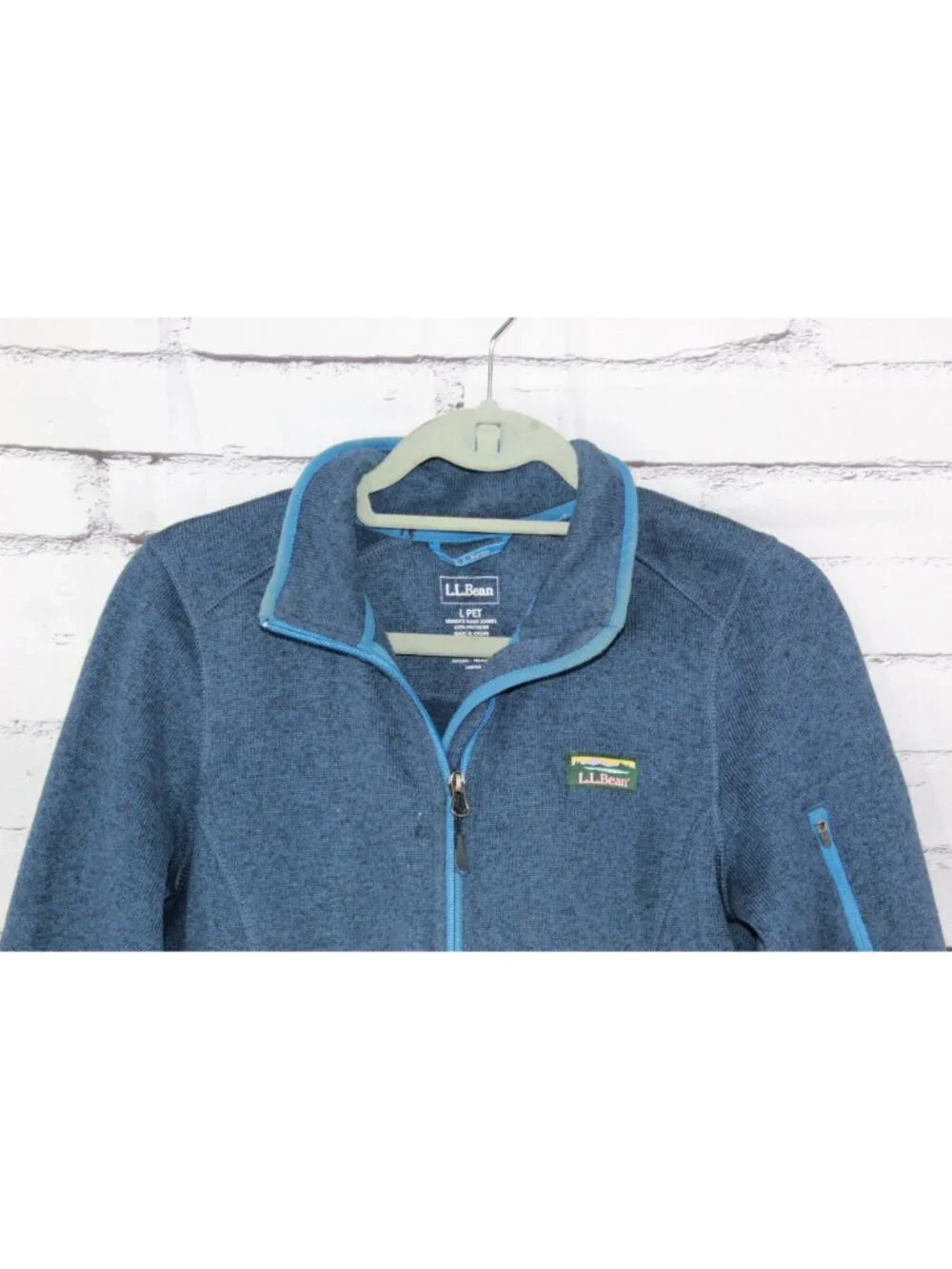 LL Bean Womens Sweater Fleece Full Zip Jacket Navy Everyday Casual Outdoor L Pet - Picture 8 of 11